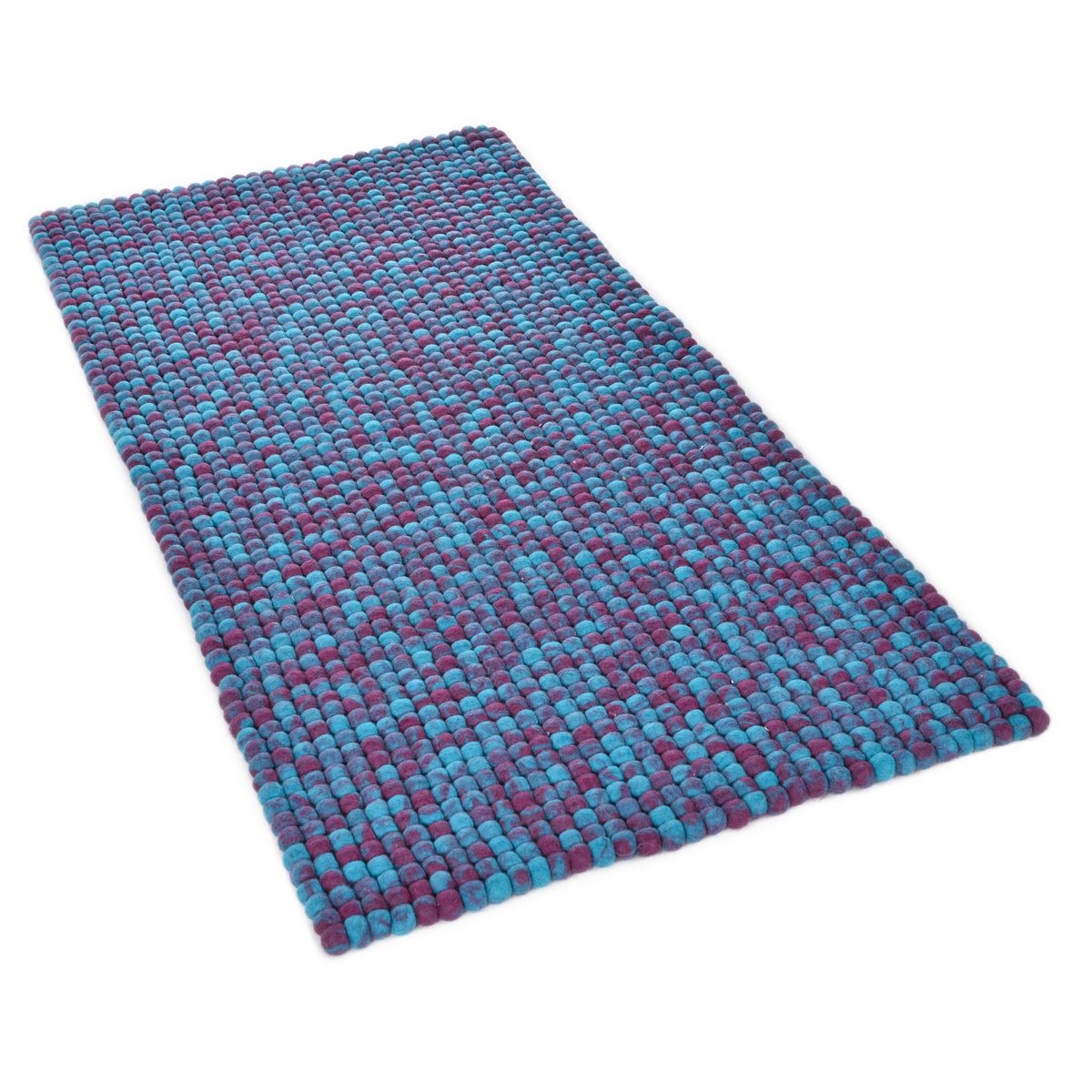 Tapis en laine feutrée à balles rondes - FELTY blue multicolore, THEKO
