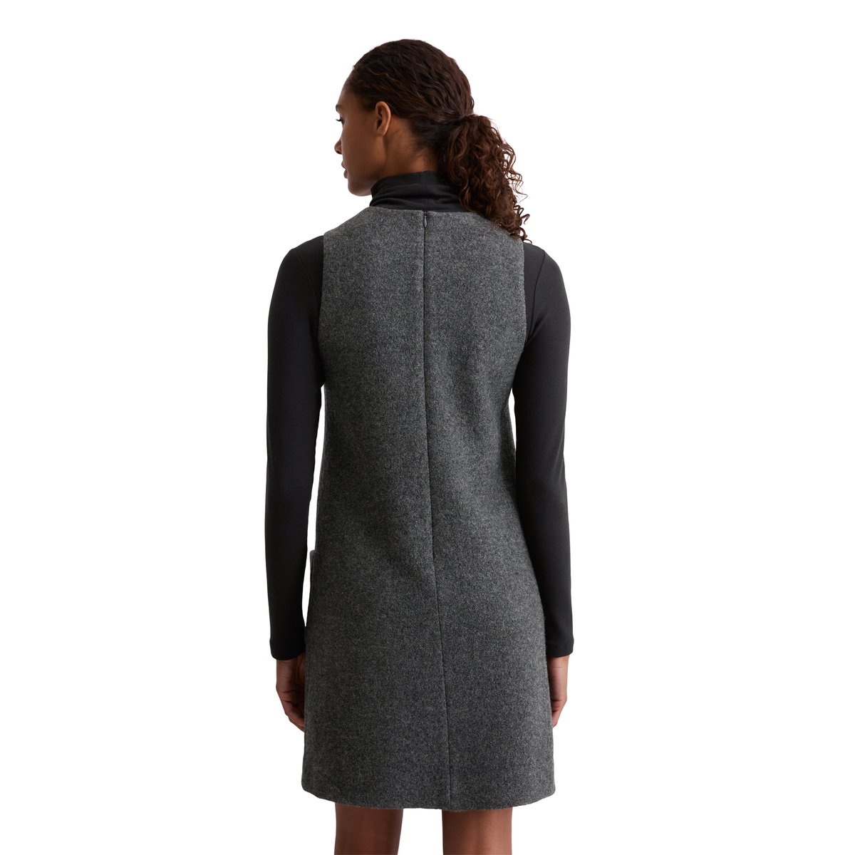 Mini-robe droite en laine bouillie gris foncé, MARC O'POLO