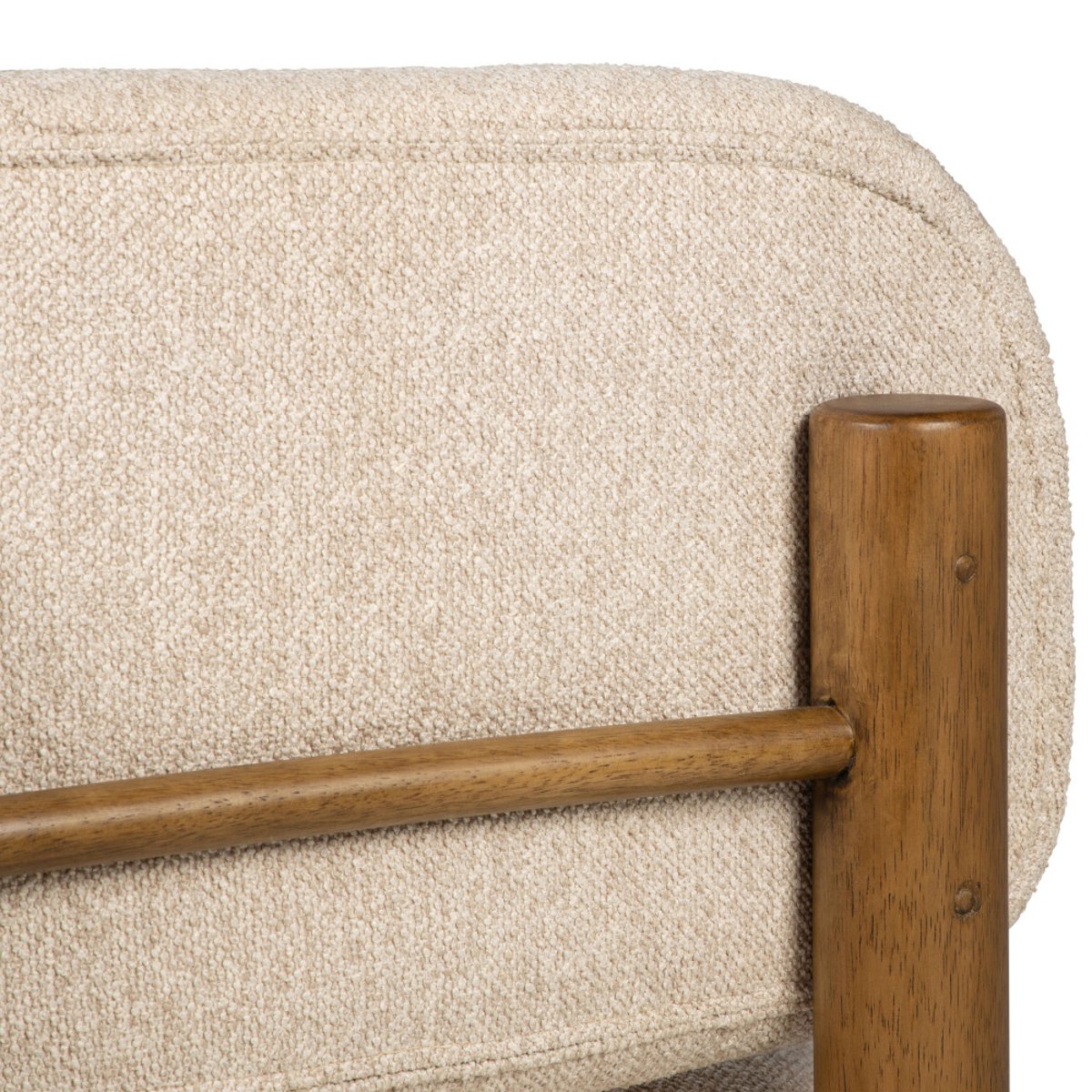 Fauteuil en tissu bouclette et bois- NUBO beige, DRAWER