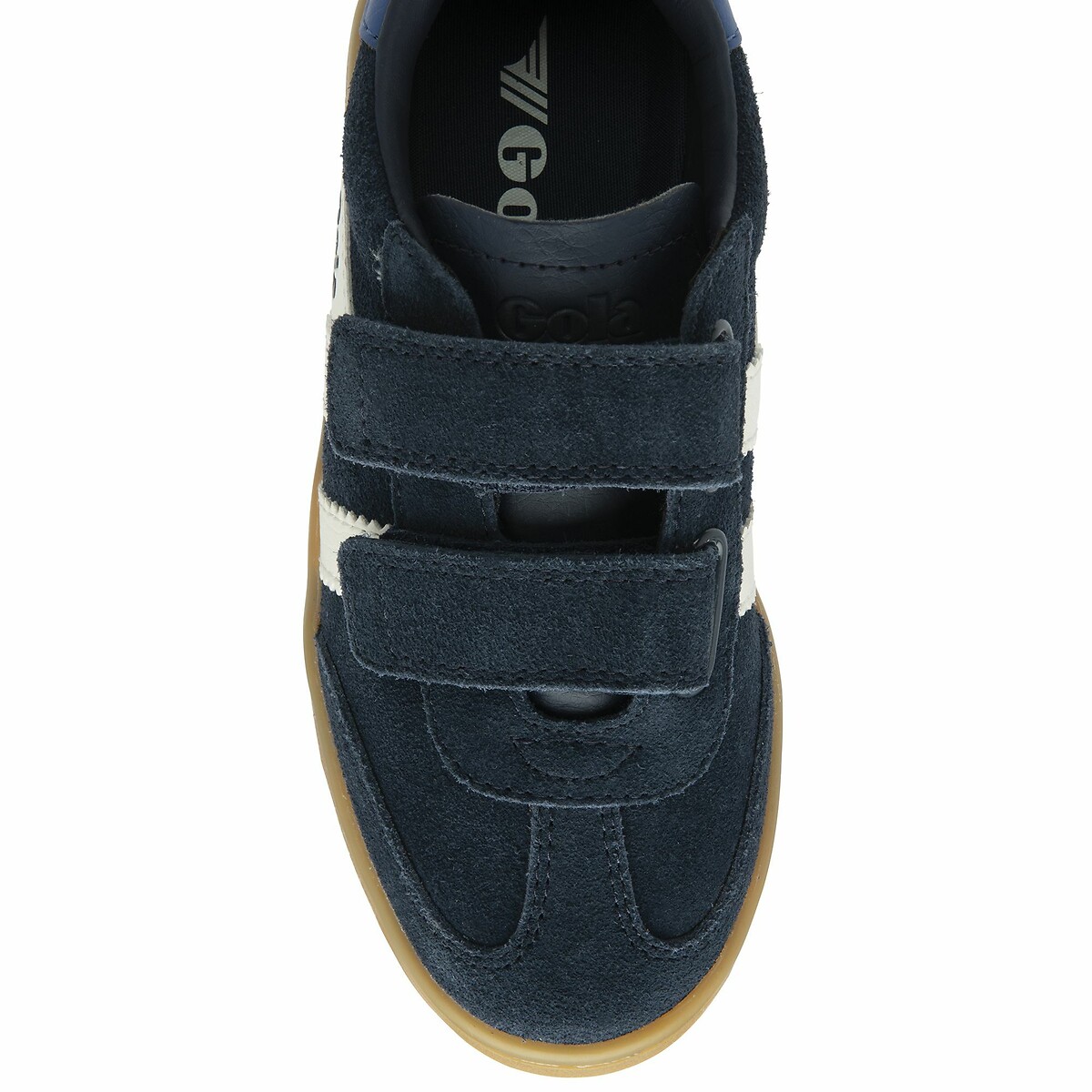 Kids Viper Strap Suede Trainers navy blue/white, GOLA