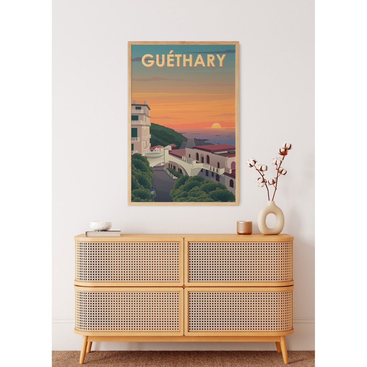 Affiche ville Guéthary blanc, L'AFFICHERIE