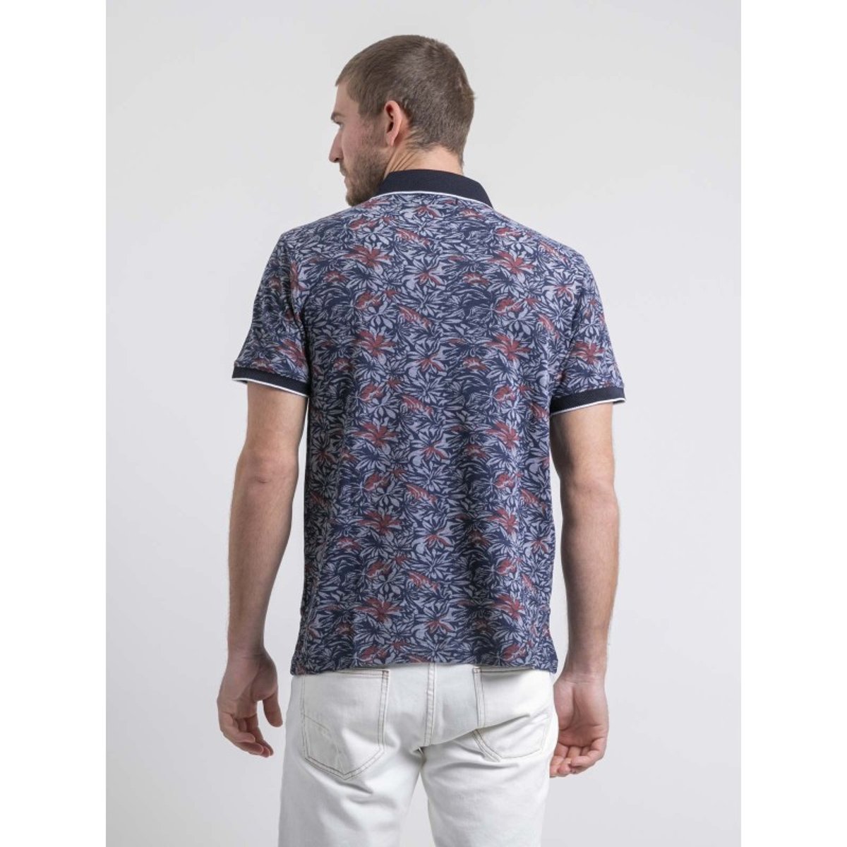 Polo Manches Courtes Pur Coton Motifs Parubol bleu marine, RITCHIE