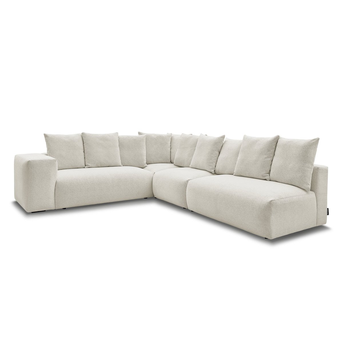 Canapé modulable 6 places en tissu chiné, VOLTAIRE blanc, BOBOCHIC