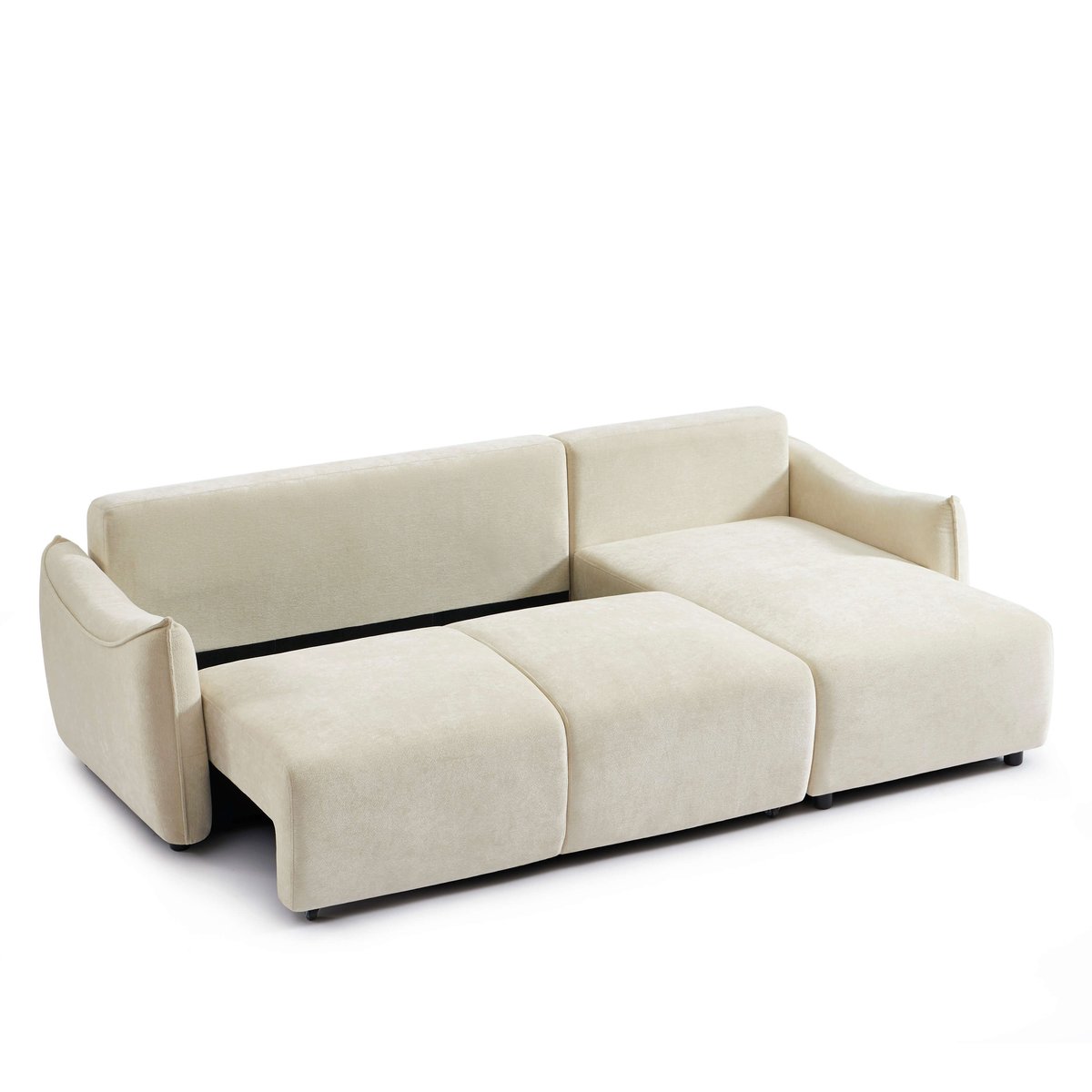 Canapé d'angle convertible tissu  OPALINE beige, BAÏTA