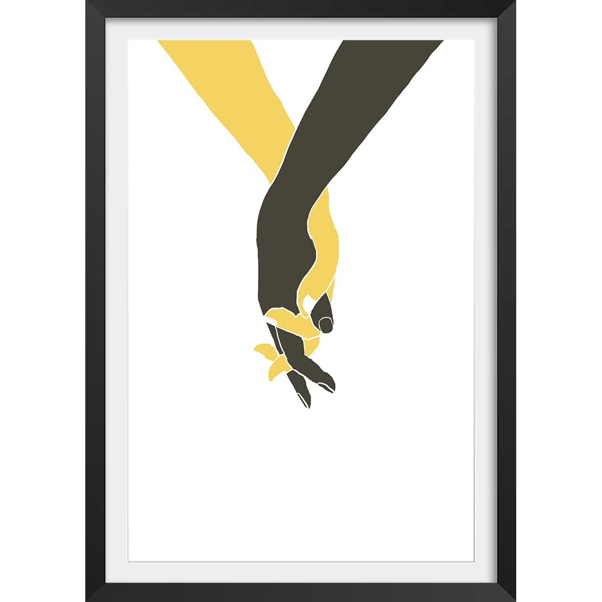 Affiche Tiens moi la main affiche + cadre en bois - noir, HEXOA