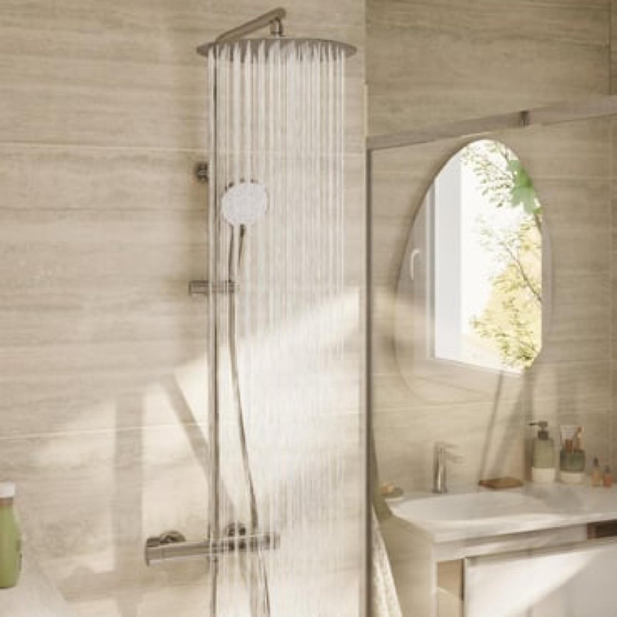 Colonne de douche thermostatique et étagère, ICONE chromé, SENSEA