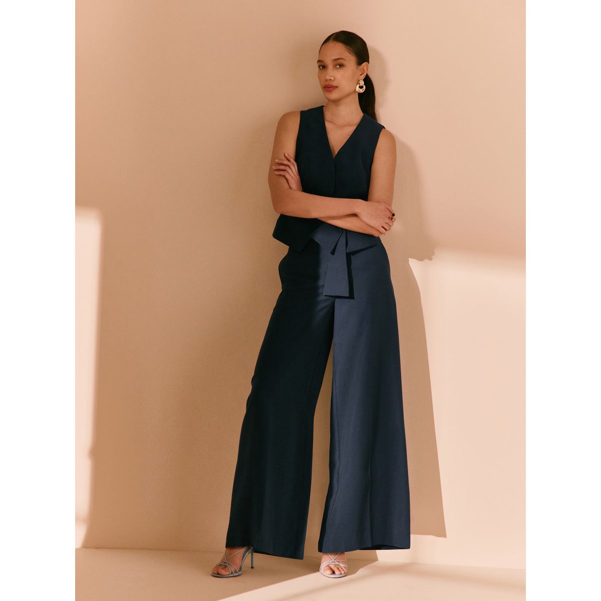 Pantalon large bleu marine, NEXT