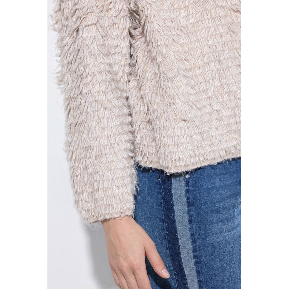 Cardigan en fil fantaisie, coupe Boxy Fit beige mélangé, ULLA POPKEN