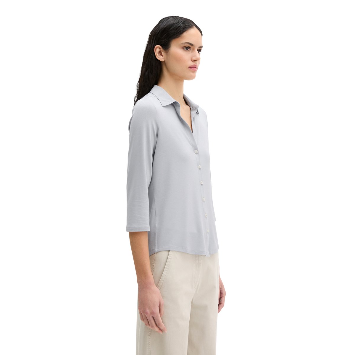 Blouse en jersey regular en LENZING™ ECOVERO™ gris, MARC O'POLO