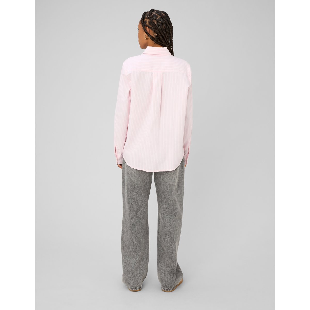 Chemise rayée manches longues rose pâle, BZB