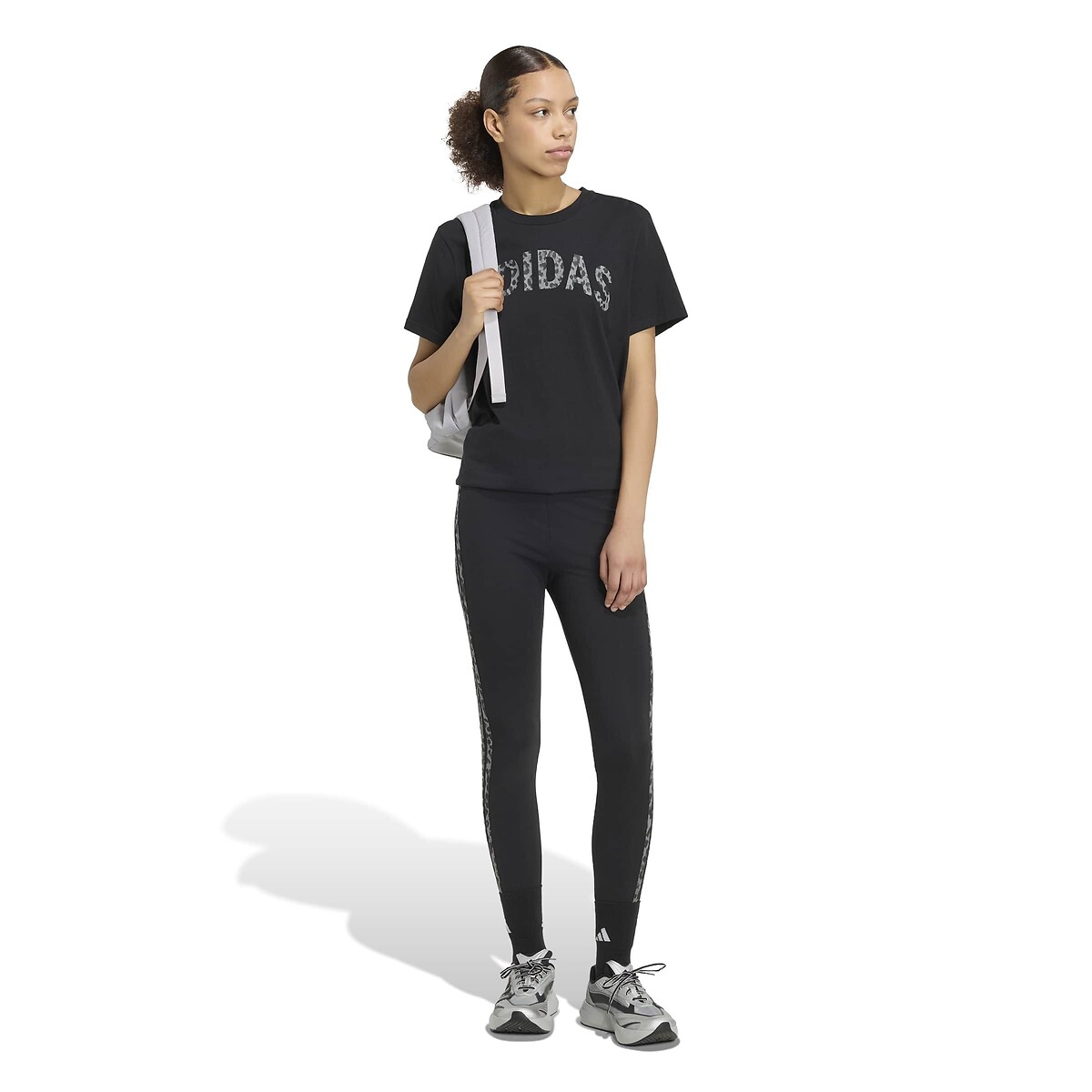 T-shirt manches courtes imprimé léopard noir, ADIDAS SPORTSWEAR