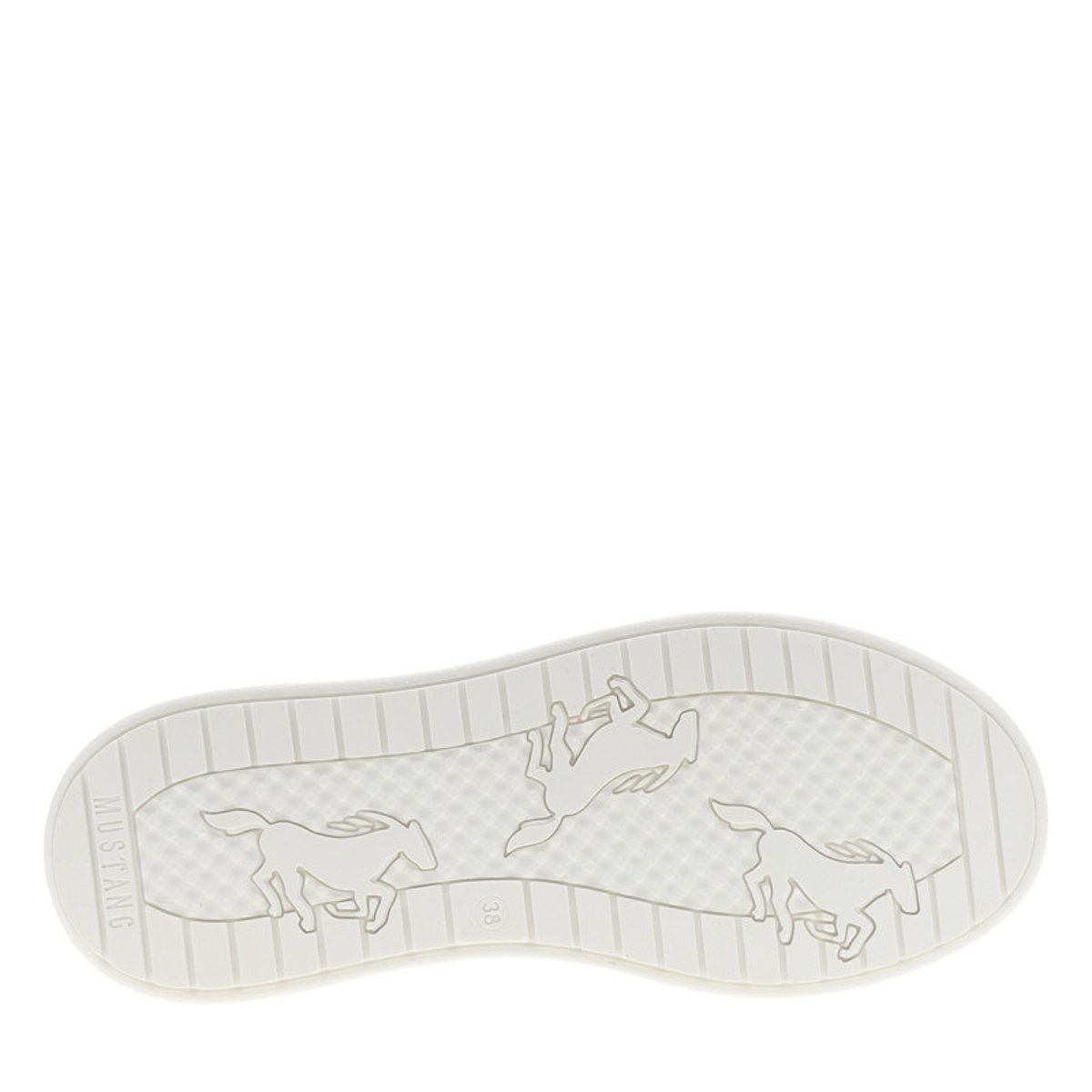 Sneakers sable à talon plat avec des motifs imprimés sur la semelle beige, MUSTANG