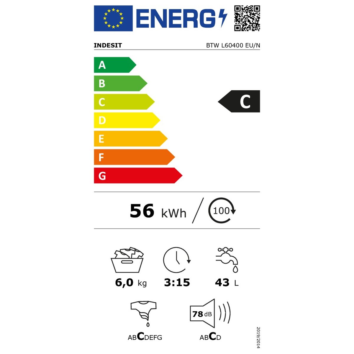 Lave linge top BTWL60400EUN blanc, INDESIT