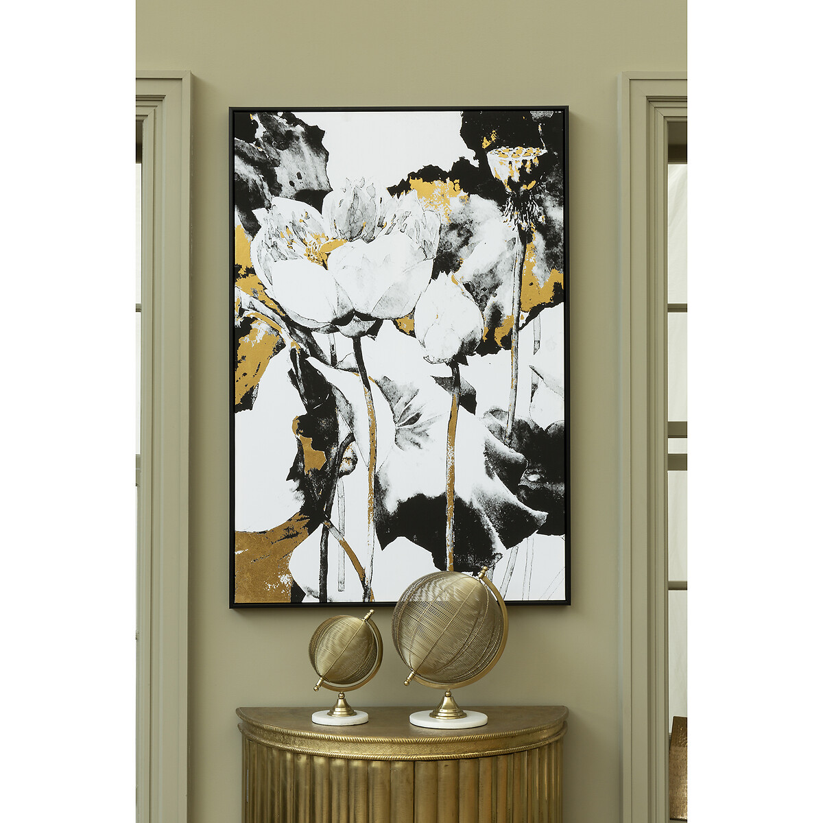 Metallic Flower Framed Wall Art black, FIFTY FIVE SOUTH