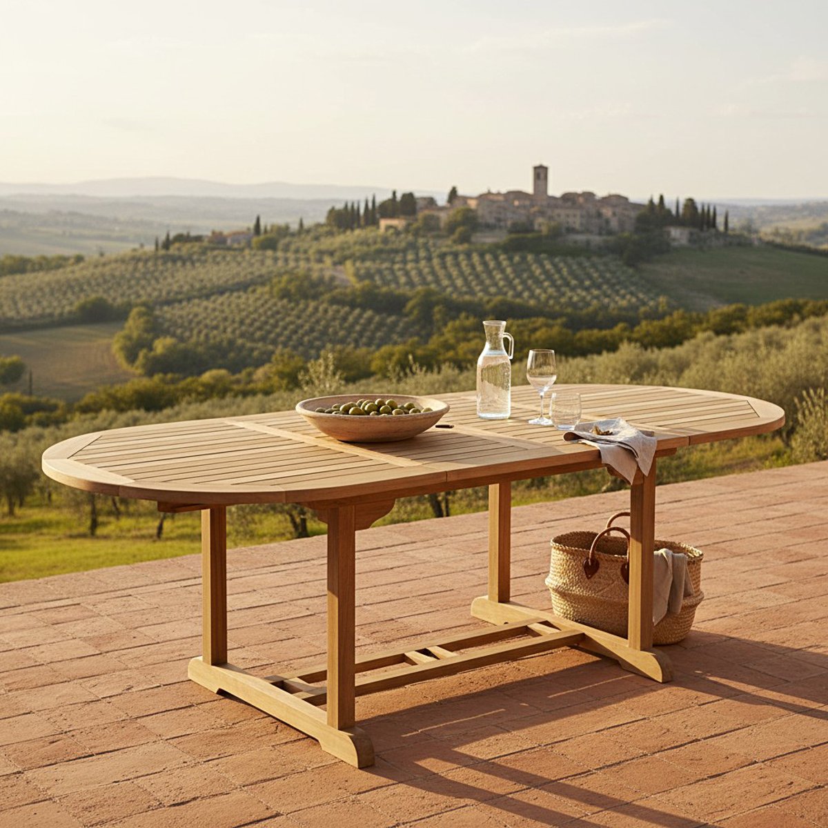 Table extensible ovale teck massif Vérone 160/240 x 100 cm naturel, TECK ATTITUDE
