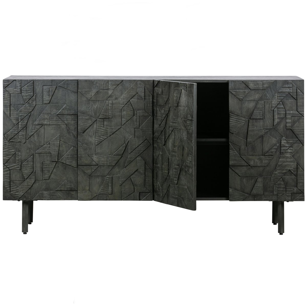 Buffet 4 portes en manguier COUNTER noir, WOOOD