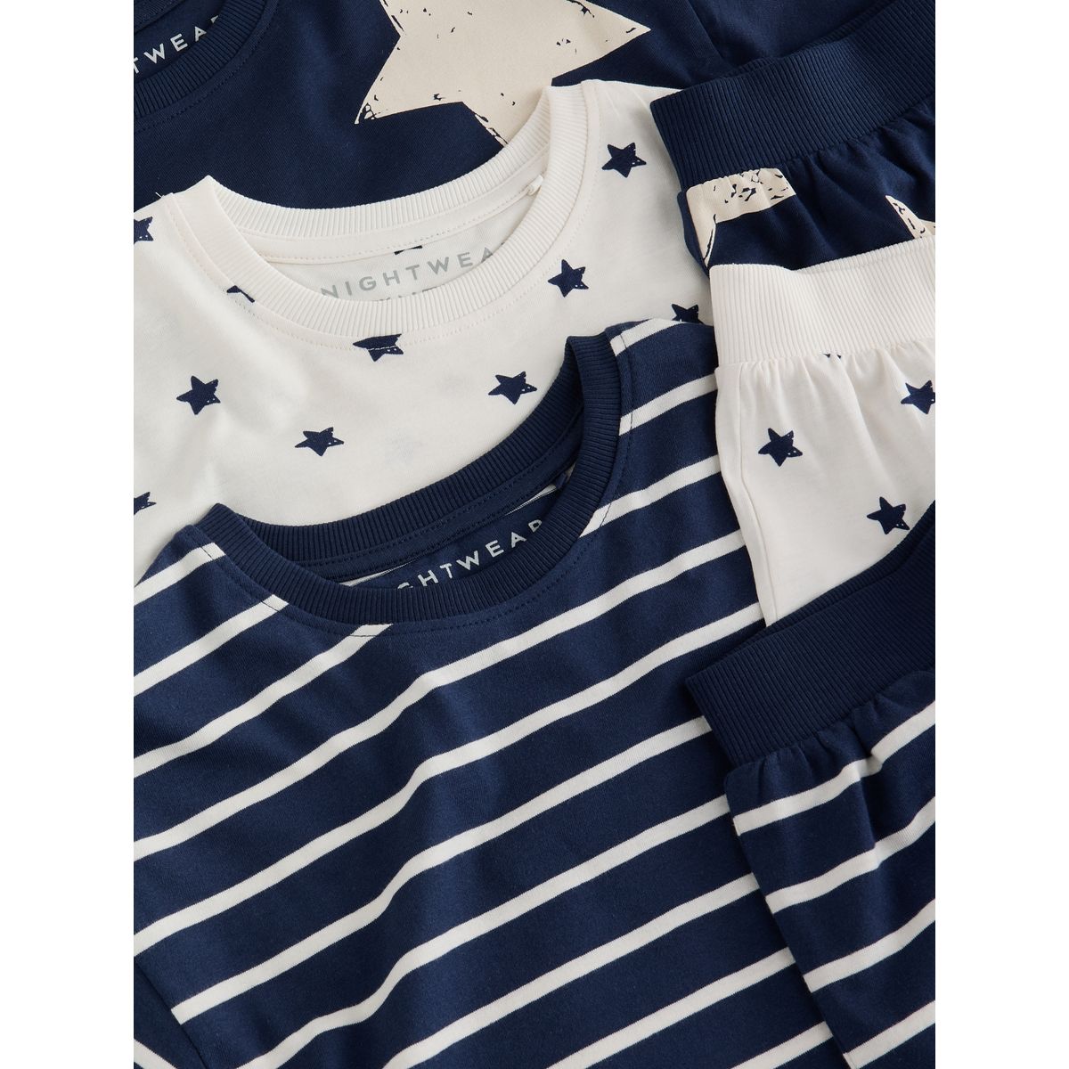 Pyjama short, lot de 3 rayures bleu marine/blanc, NEXT