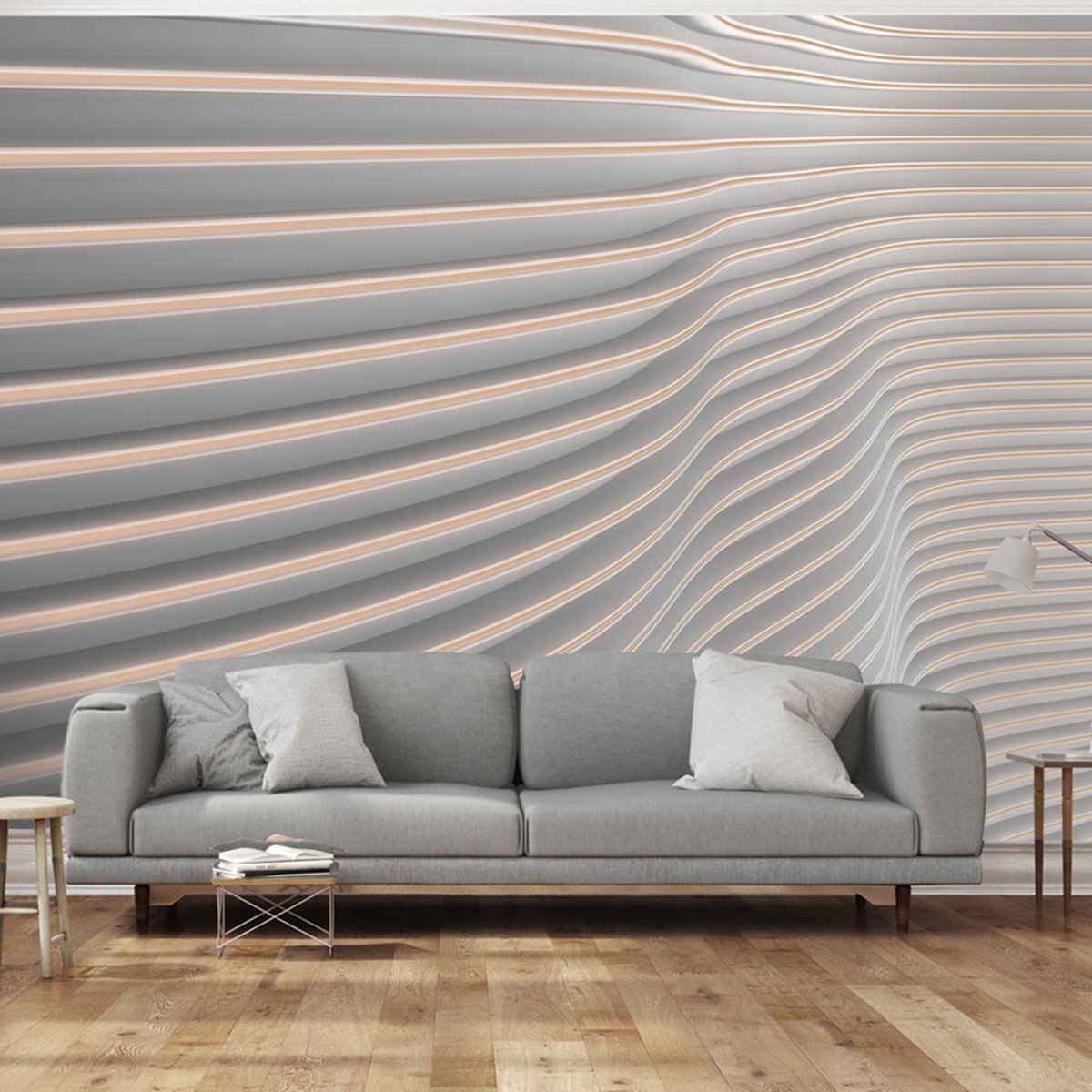 Papier peint intissé panoramique Cool Stripes gris / argent, EDEN