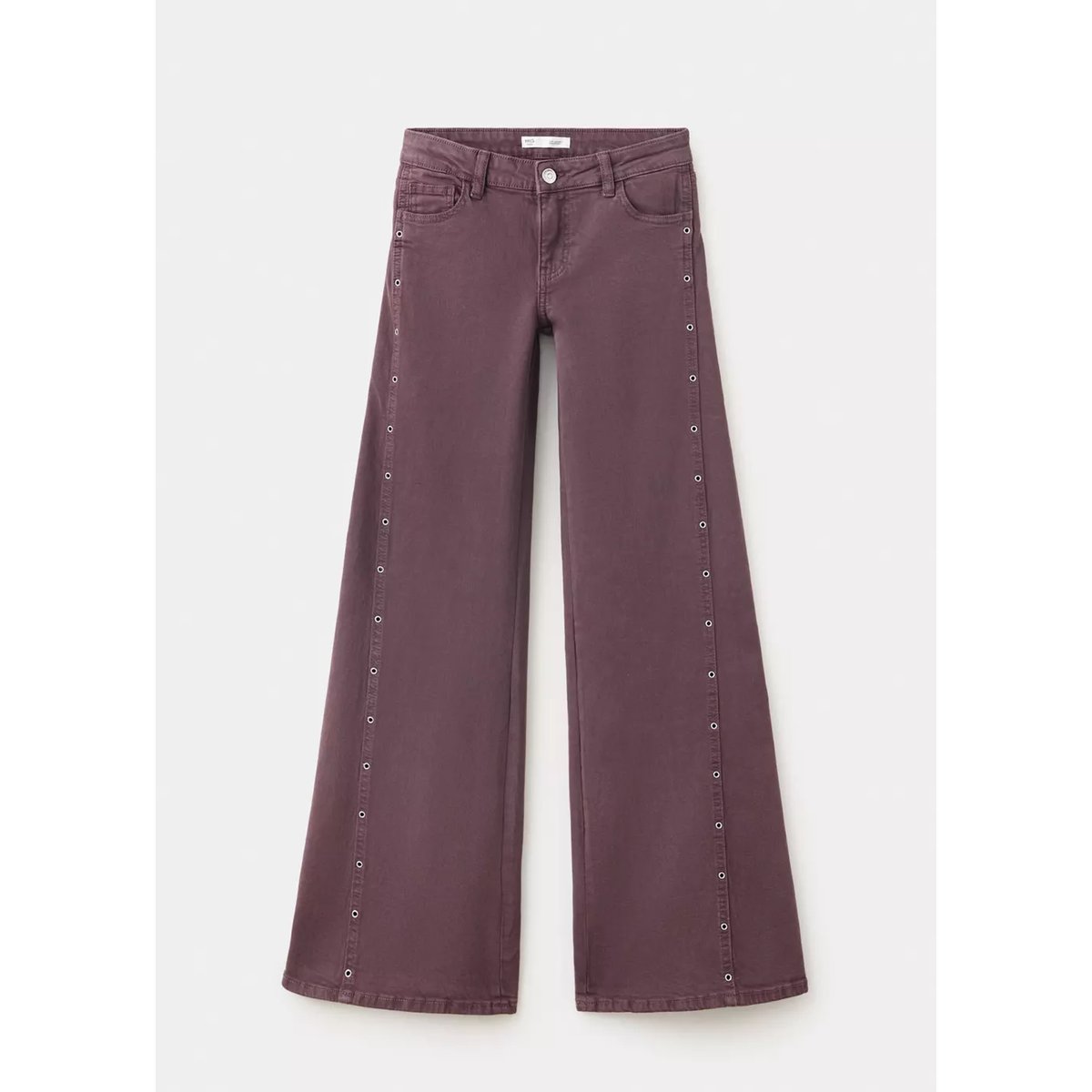 Pantalon avec détails d’œillets métalliques lilas, MANGO TEEN