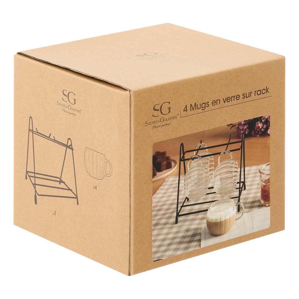 Rack 4 mugs PUMPKIN transparent, ATMOSPHERA