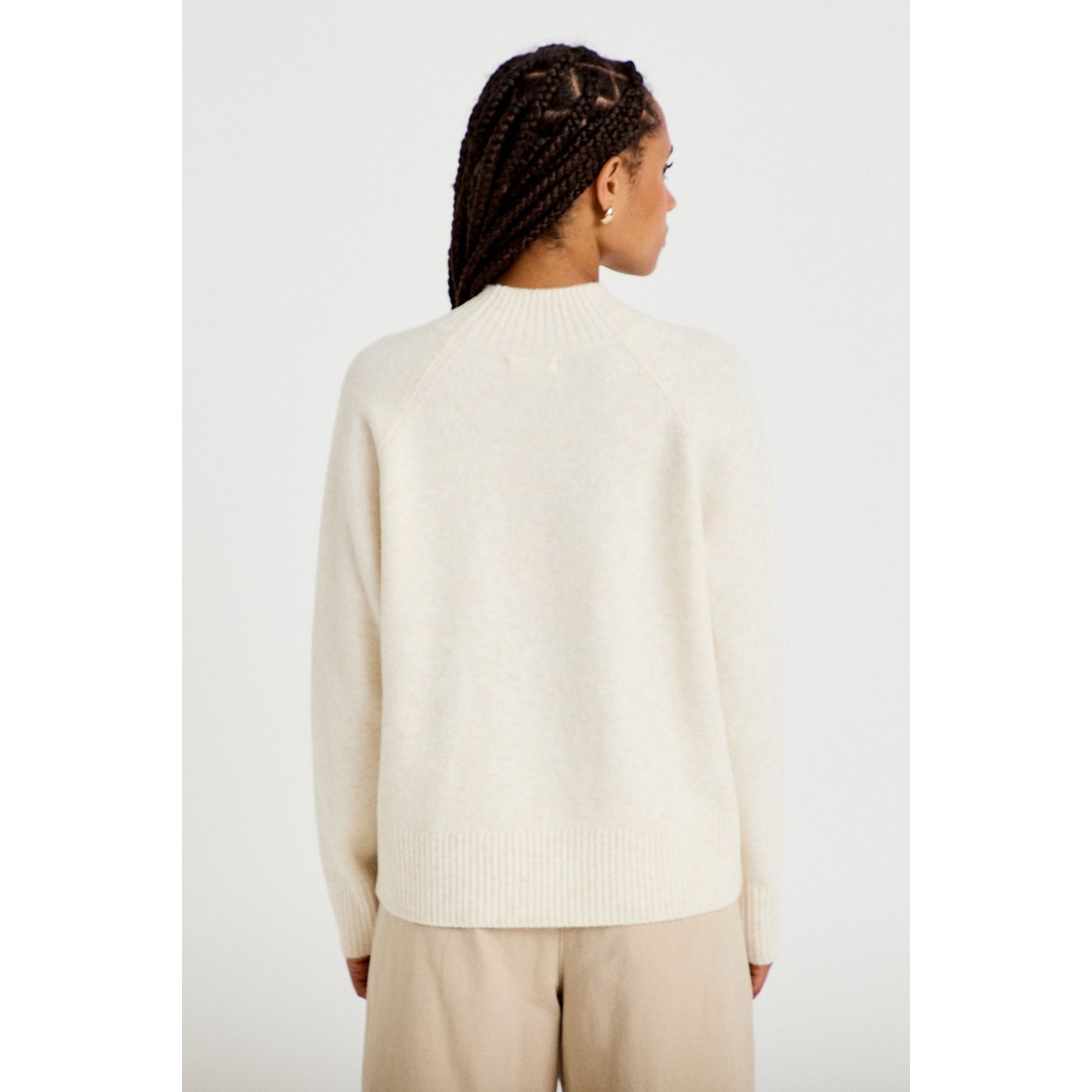 Pull col montant manches longues ecru, CACHE CACHE