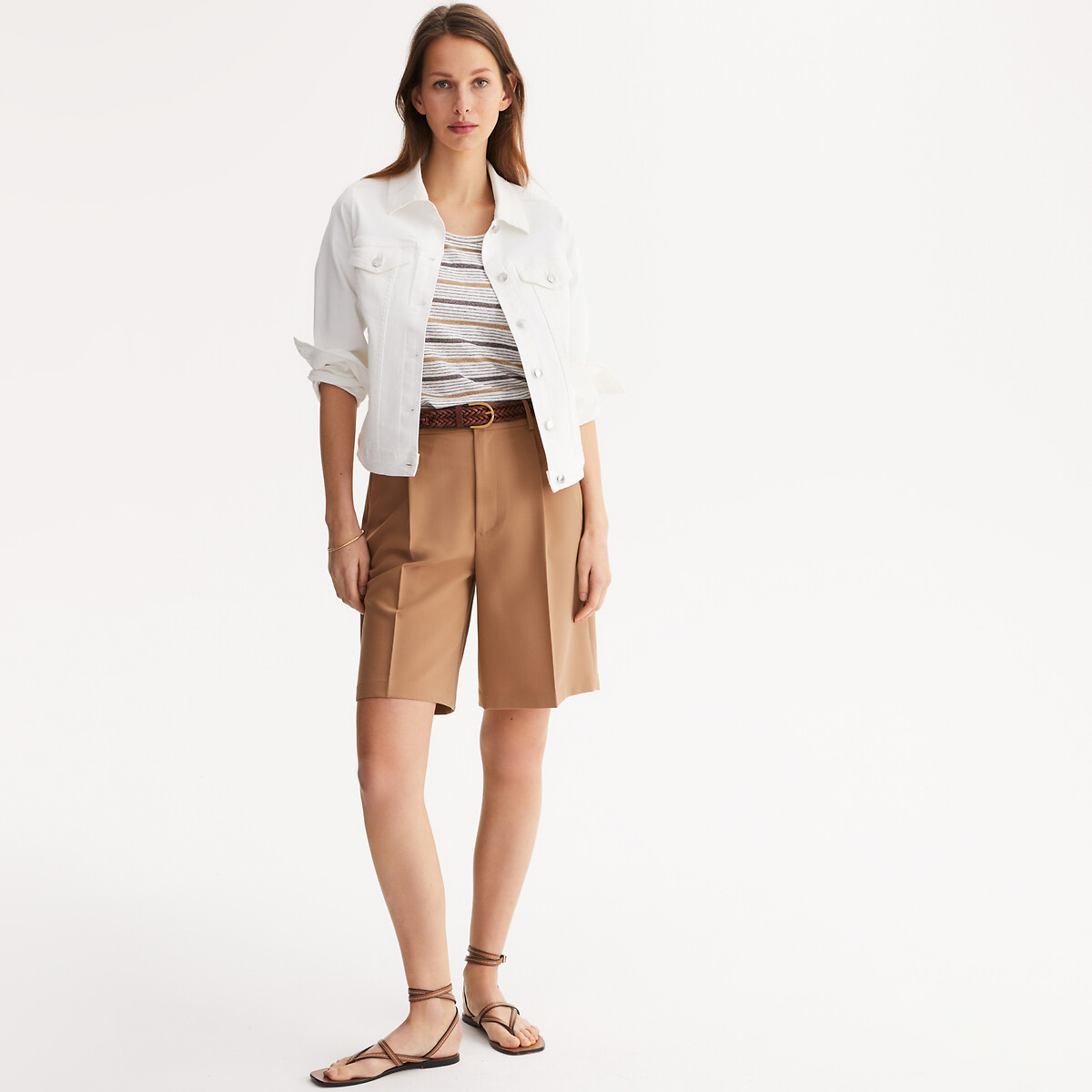 Denim Fitted Short Jacket white denim, ANNE WEYBURN