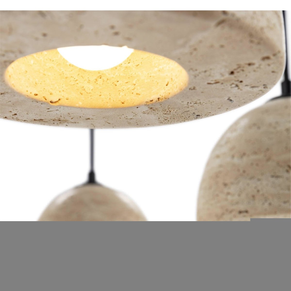 Lampe d'architecte en marbre travertin beige et noir mat, RECOLLECTION