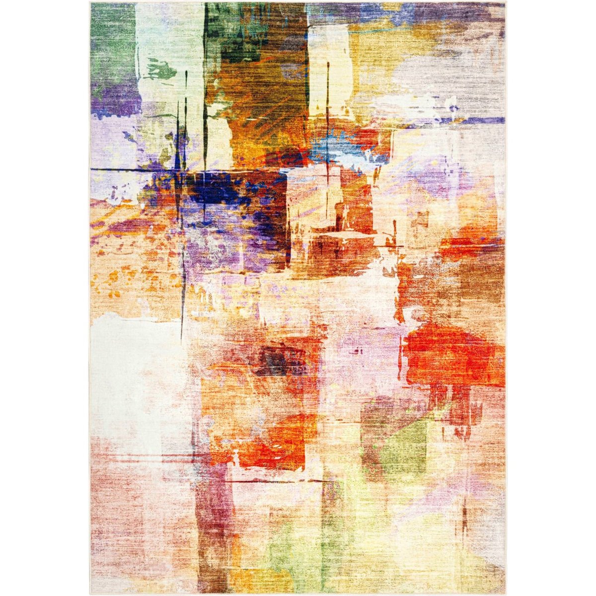 Tapis rectangulaire, Visionary multicolore peinture abstraite tons chauds et froids, ARTE ESPINA