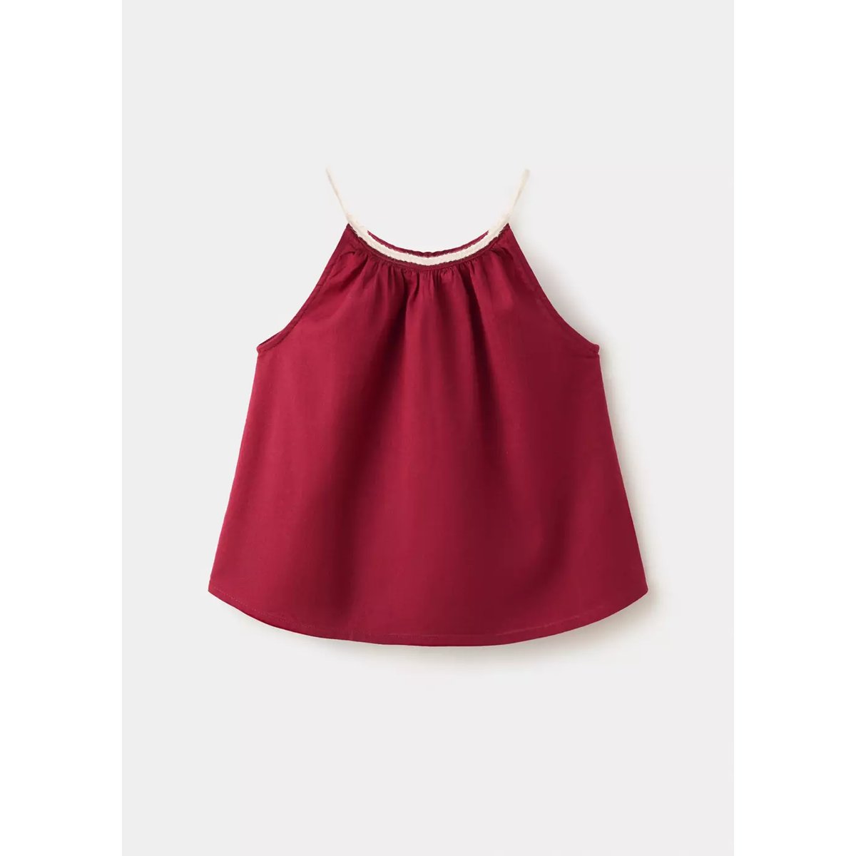 Blouse en lin et coton avec détail brodé grenat, MANGO BABY
