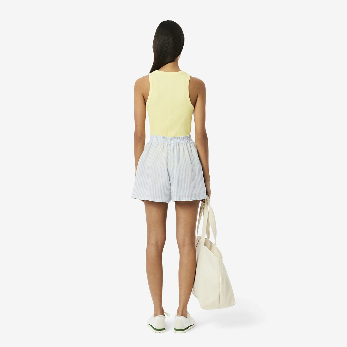 Short court en lin bleu clair, LACOSTE