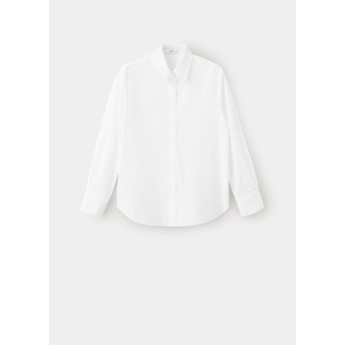 Chemise droite mélange coton et lyocell blanc cassé, MANGO