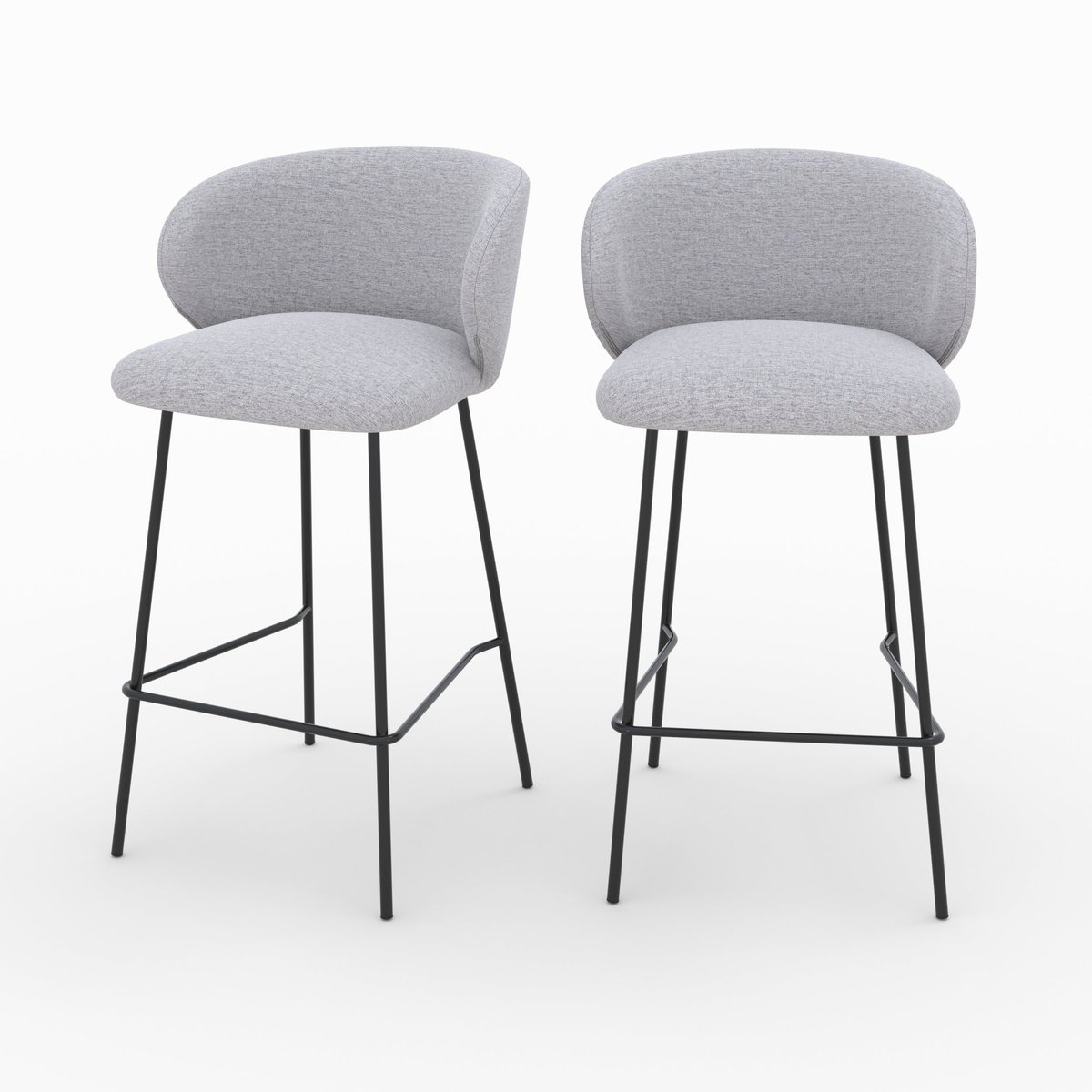 Lot de 2 chaises pour îlot central en tissu 68 cm - VICTORIA gris clair, MAISON PAVANE