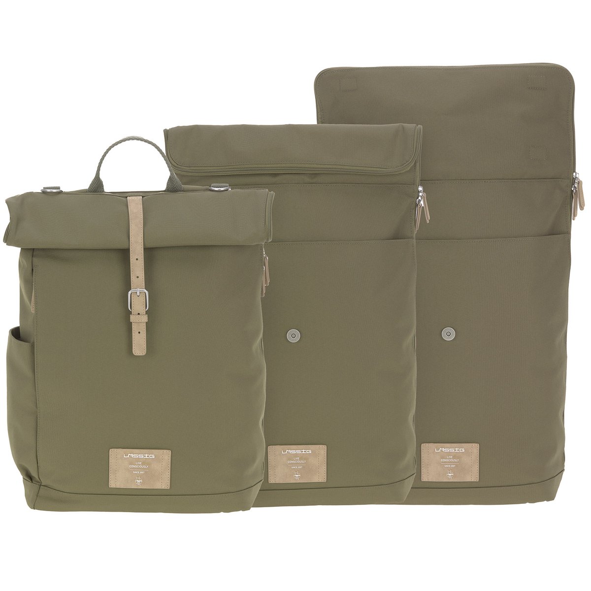 Sac à dos à langer olive, LASSIG