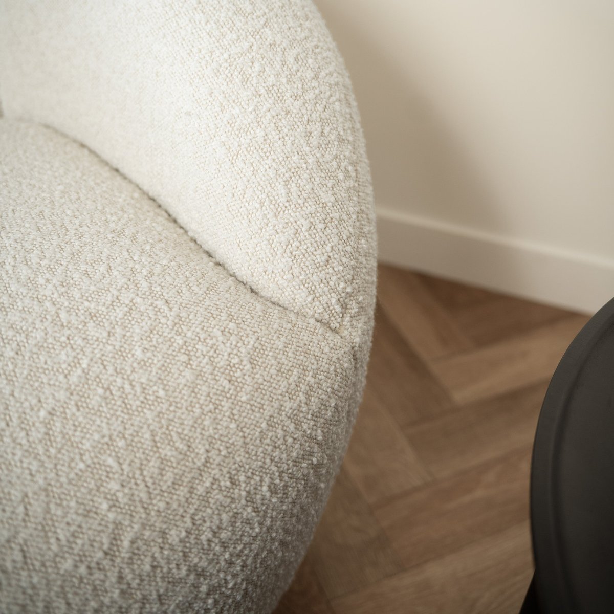 Fauteuil pivotant en tissu bouclé - YSÉ blanc, MAISON PAVANE