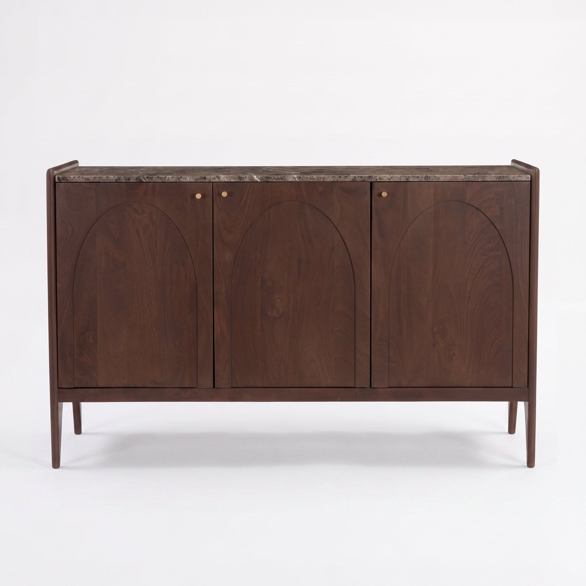 Buffet en bois de manguier et plateau en marbre - SANDRO marron foncé, MAISON PAVANE