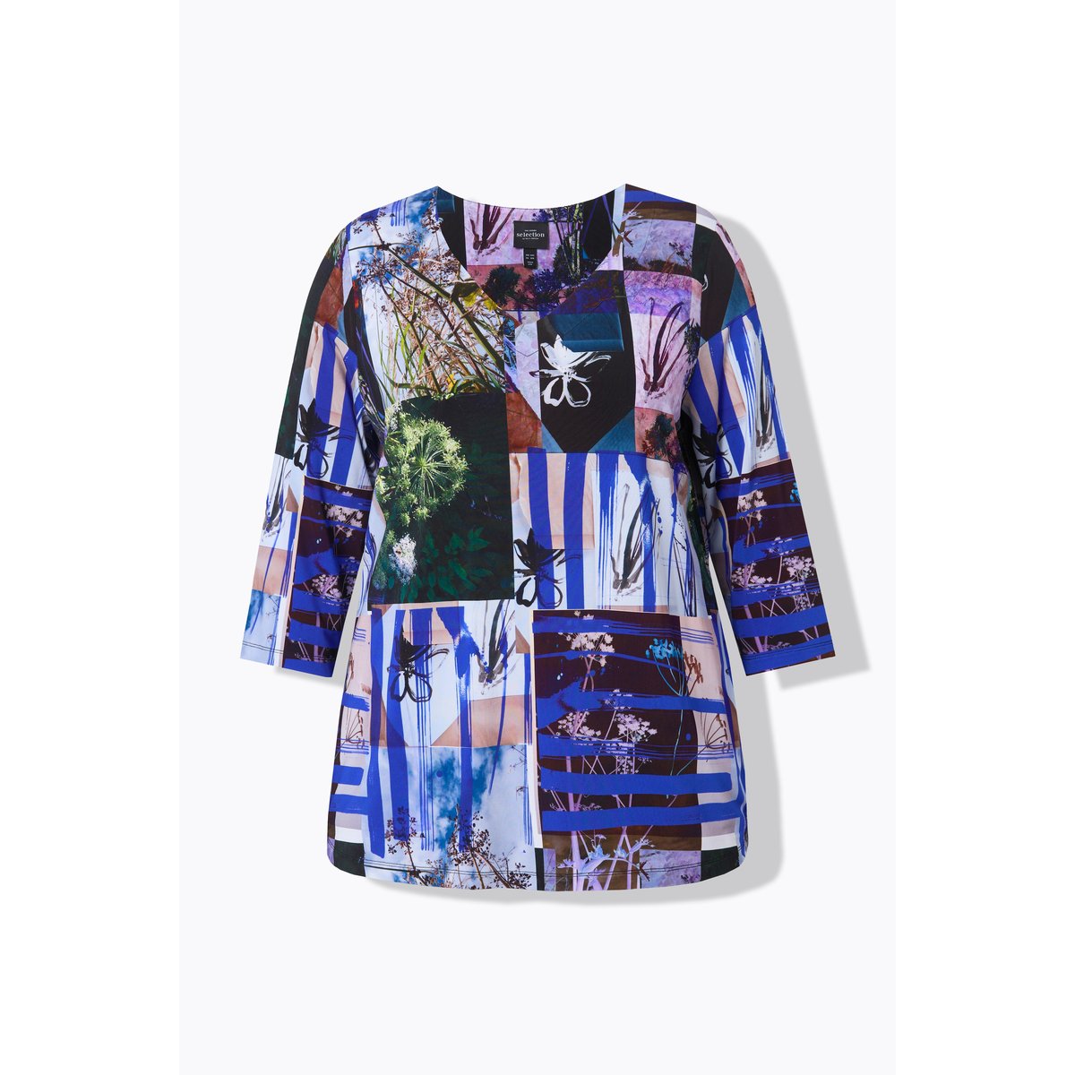 T-shirt au tombé fluide, imprimé patchwork blanc neige, ULLA POPKEN