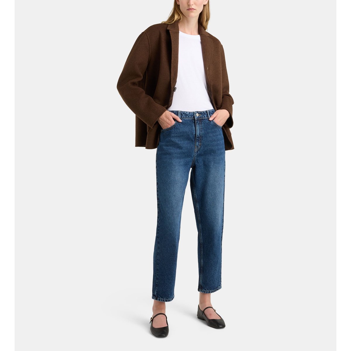 Veste droite mi longue eden bi leo réversible marron et noir, GALERIES LAFAYETTE