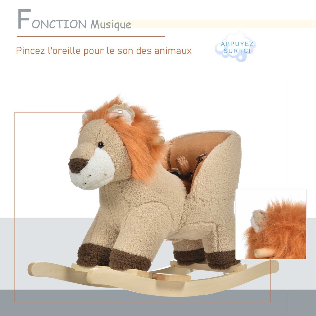 Cheval à bascule pour enfants Bois Marron marron, HOMCOM
