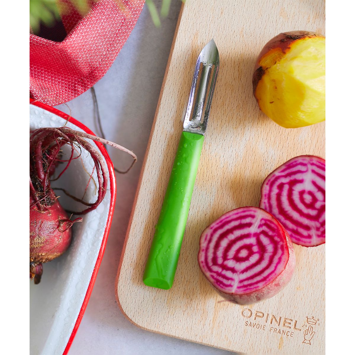 Couteau éplucheur N315 vert couleur unique, OPINEL