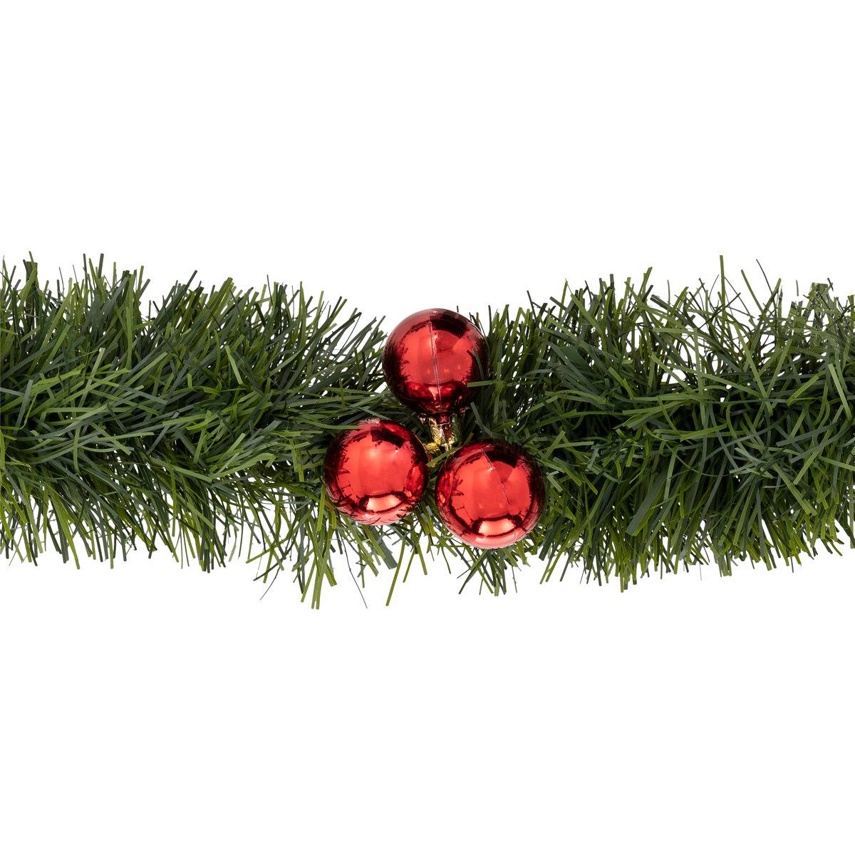 Guirlande boules de Noël rouges 10 cm x 2,7m 6 plis vert multicolore, FEERIC LIGHTS & CHRISTMAS