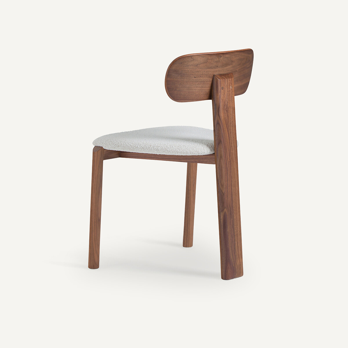 Chaise 3 pieds, en noyer massif et tissu bouclette, MARAIS teinté coloris noyer, AM.PM X EMMANUEL GALLINA