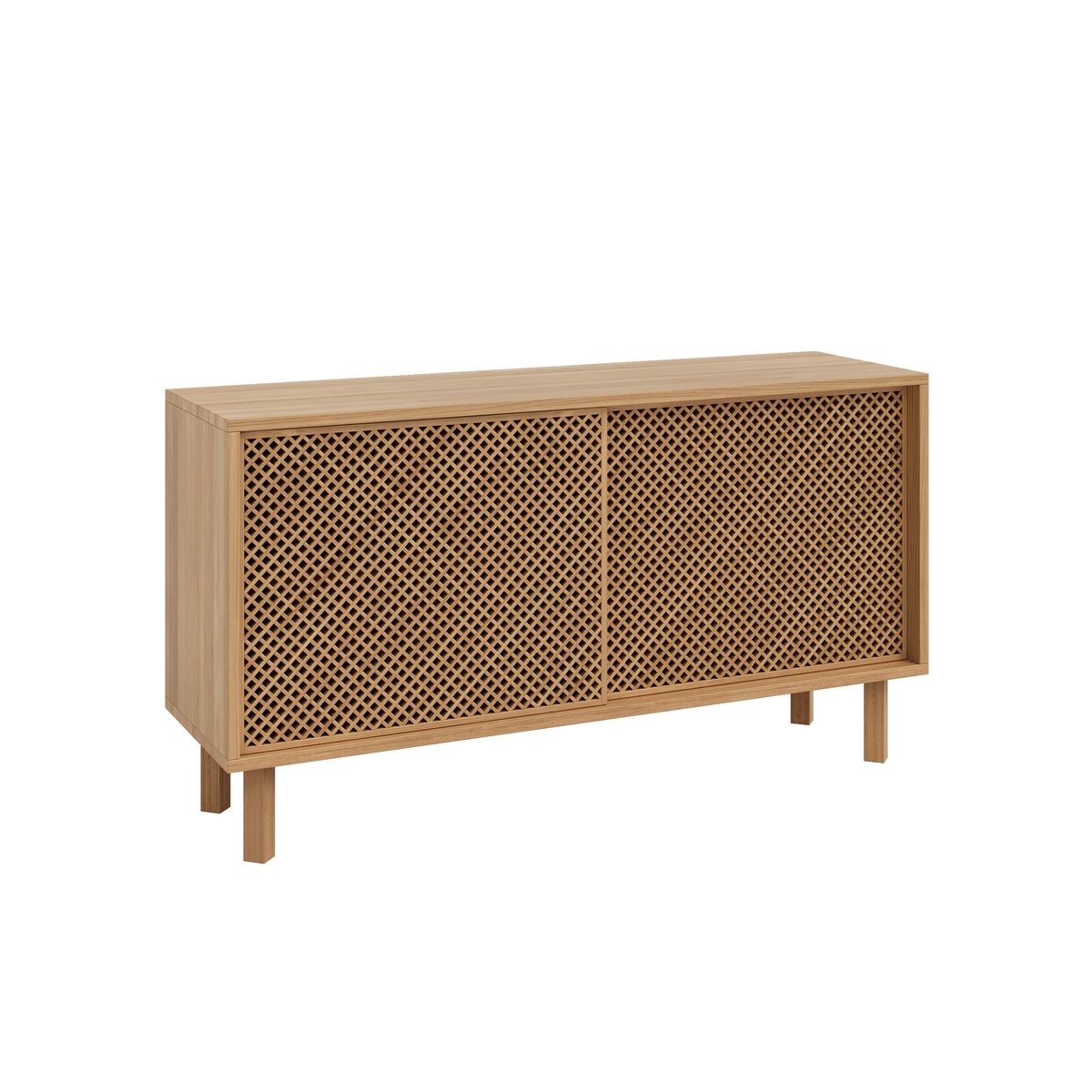Buffet en pin massif verni couleur chêne GRANADELLA chêne, NAAN FURNITURE