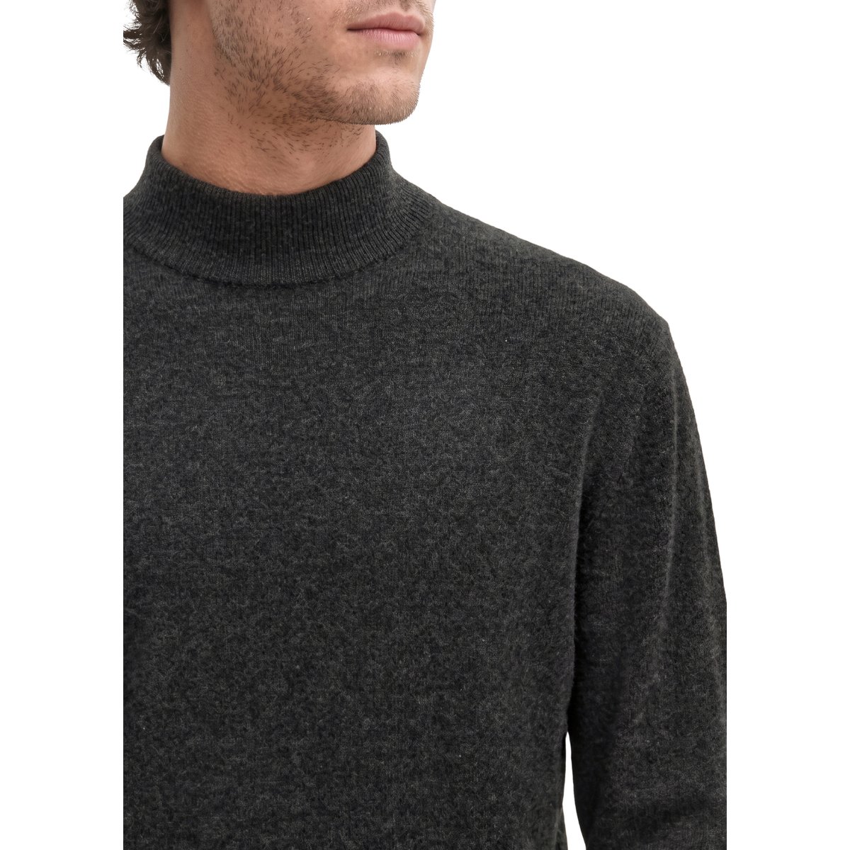 Pull coupe classique en mélange de coton bio et de laine vierge gris, MARC O'POLO