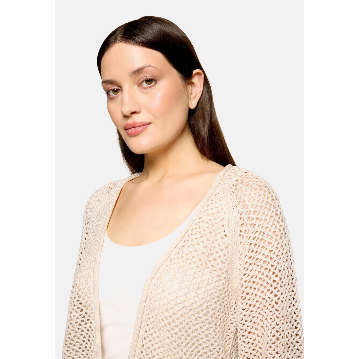 Cardigan en maille à effet brillant safari beige, CARTOON
