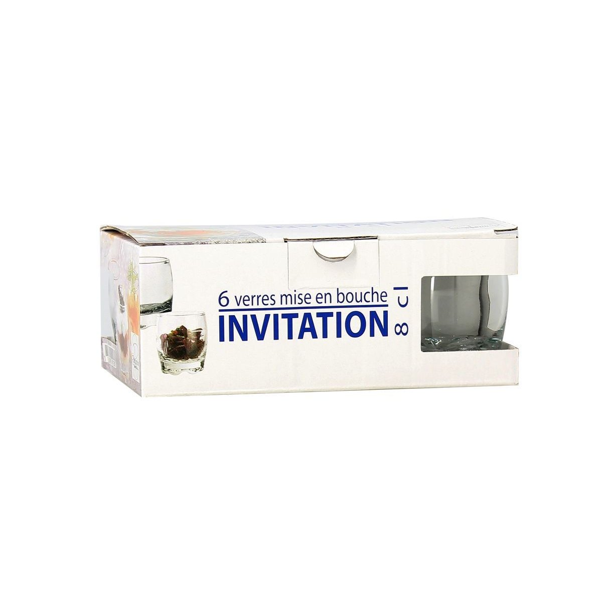 Lot de 6 verrines en verre 8cl, INVITATION transparent, NOVASTYL