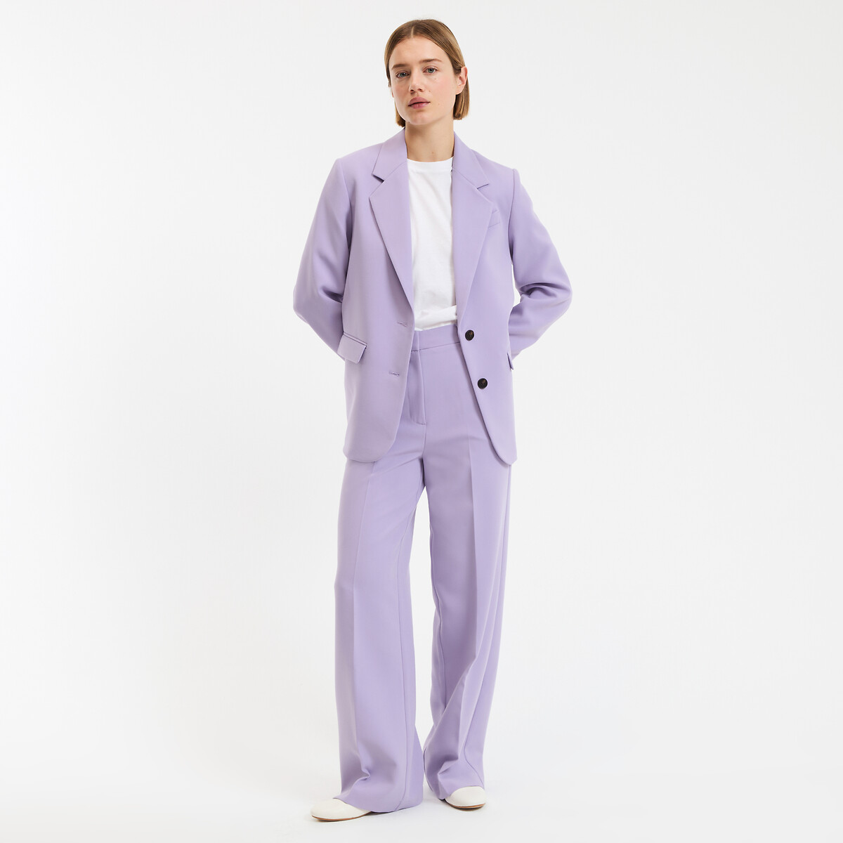 Blazer coupe droite, simple boutonnage violet parme, LA REDOUTE COLLECTIONS