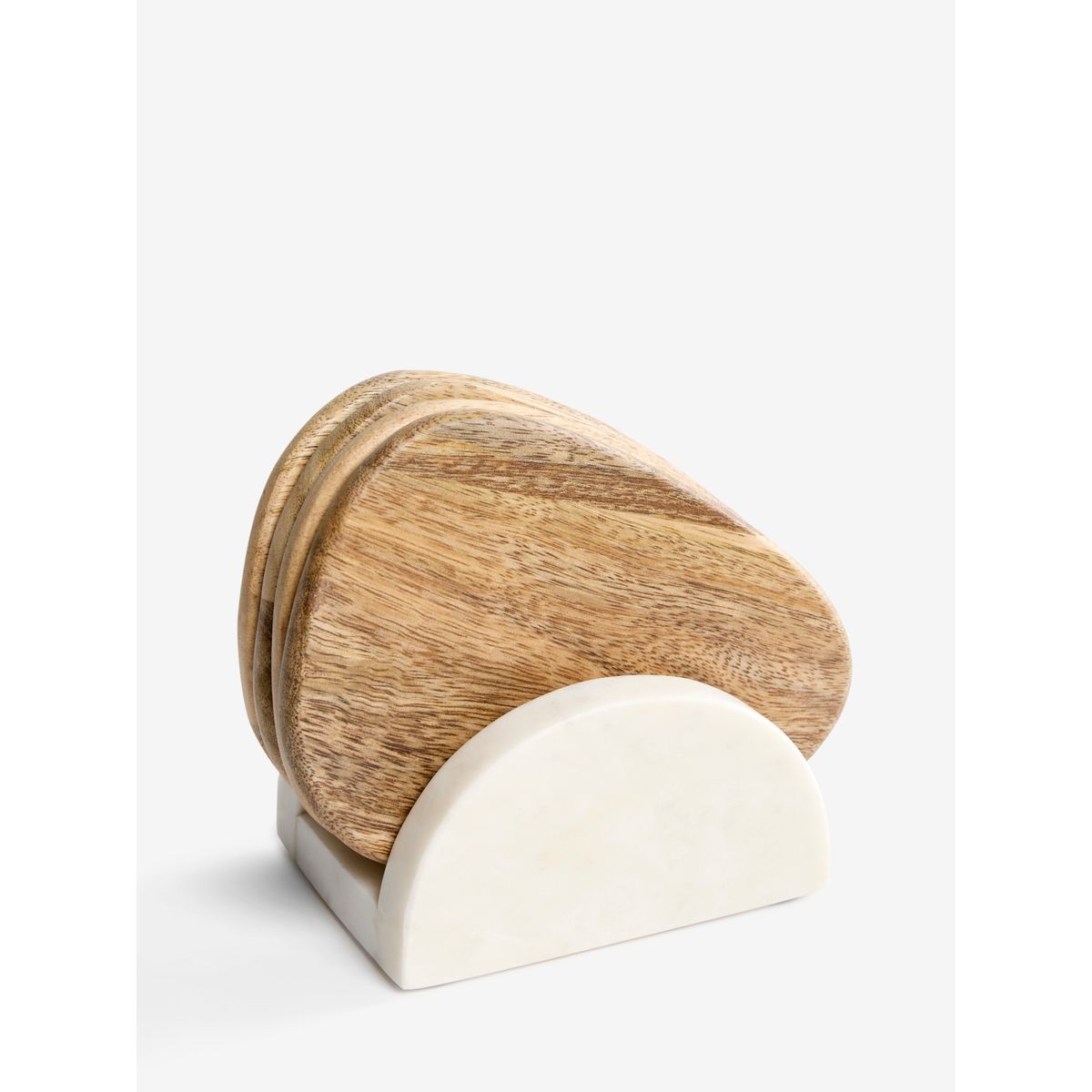 Sous-verres avec support en marbre, lot de 4 bois naturel, NEXT