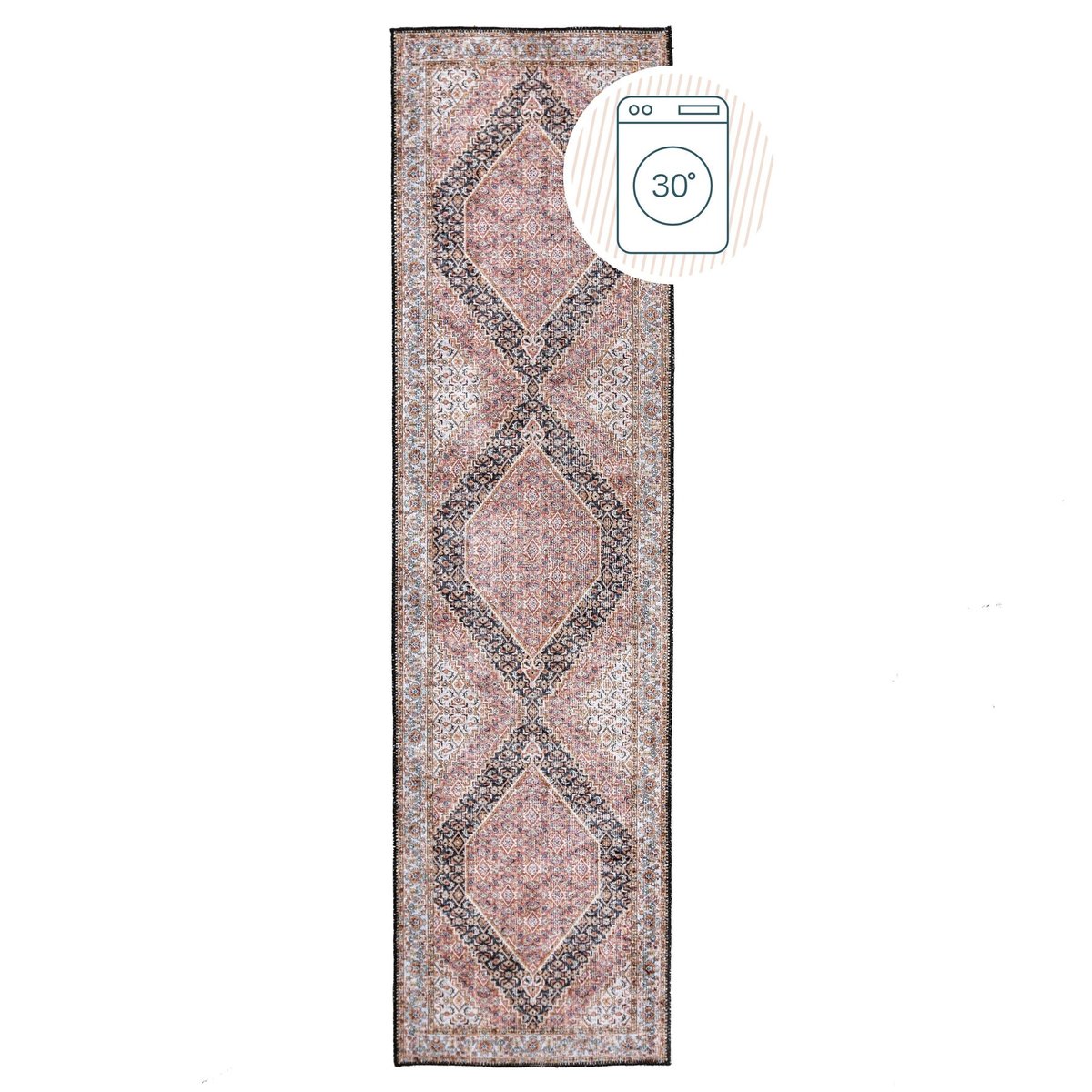 Tapis lavable de couloir BRIONY rose, FLAIR RUGS