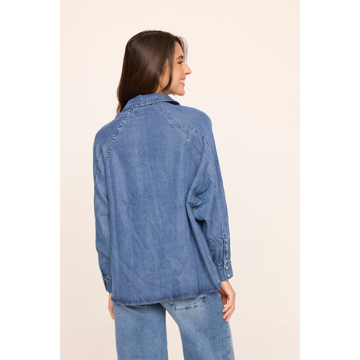Chemise manches longues tencel loose DULIA bleu, LEE COOPER