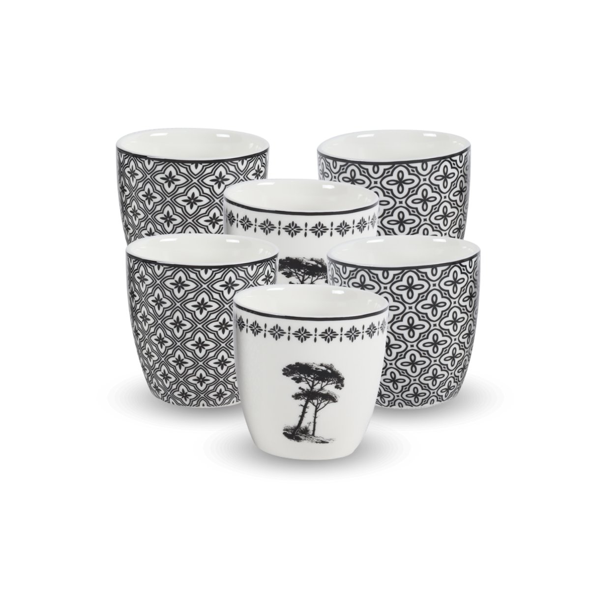 Lot de 6 gobelets, VILLA LES PINS noir, ARTIME